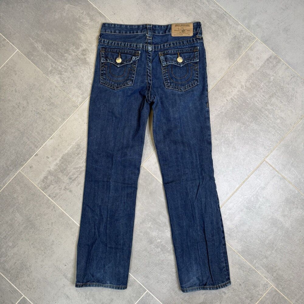 True Religion Girls Denim Straight Leg Jeans Size 14 Flap Pockets VGUC